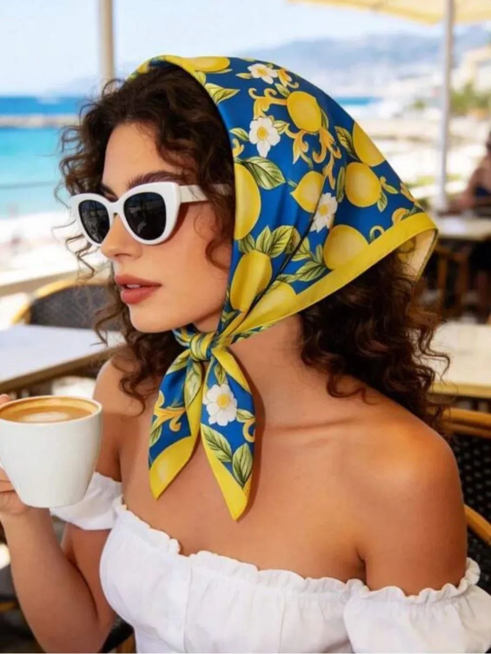 Lemon Print Head Scarf S171